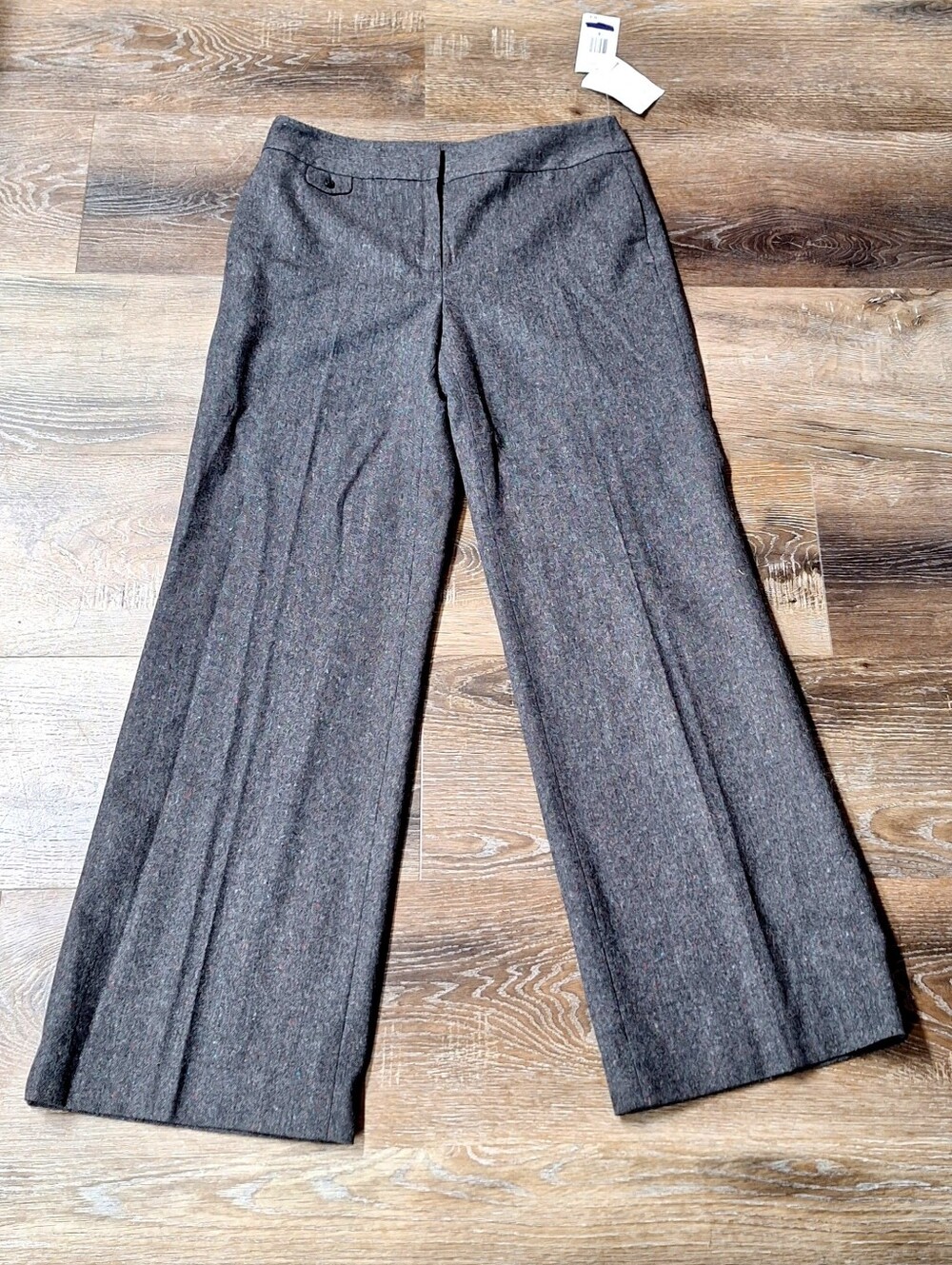 Evan-Picone Buckingham Slate Heat Wide Leg Tweed Trouser, 8, RN#54050, NWT